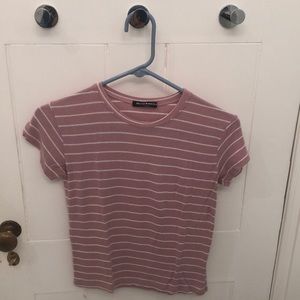 White and pink striped brandy Melville t-shirt